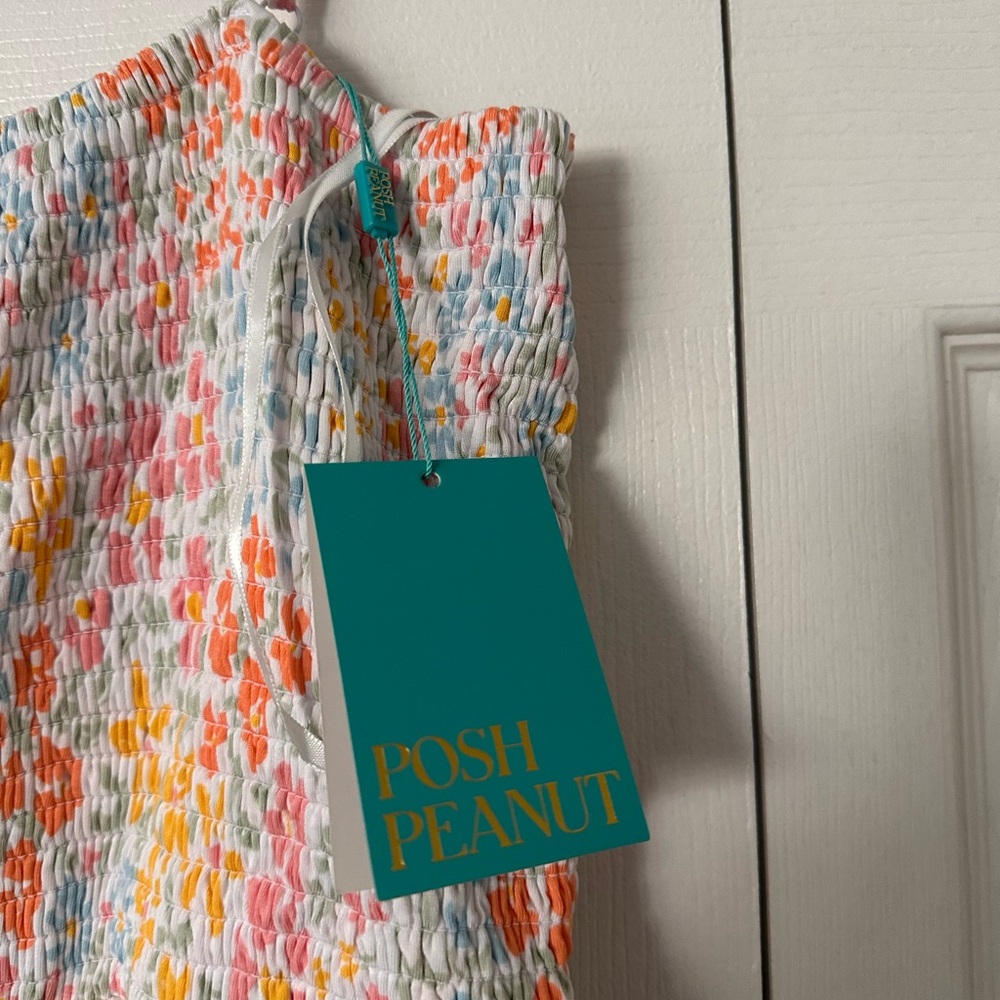 Brand New Posh Peanut Multicolor floral Smocked Jumpsuit - Picture 4 of 4